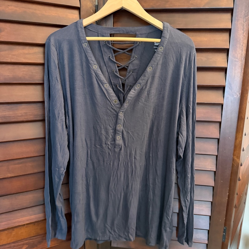 Women's Lace-Up Gray Shirt Torrid